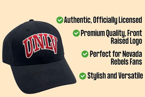 قبعة سوداء مرخصة رسميًا من جامعة نيفادا لاس فيجاس قابلة للتعديل UNLV Rebels مطرزة بشعار الفريق الكلاسيكي قبعة رياضية باللون الأحمر/الأبيض in Saudi Arabia
