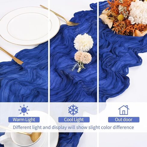 8 Pack Royal Blue Cheesecloth Table Runner 120 Inch 10FT Boho Rustic Sheer Gauze Cheese Cloth Table Runner for Wedding Baby Shower Birthday Party Table Decor in Kuwait
