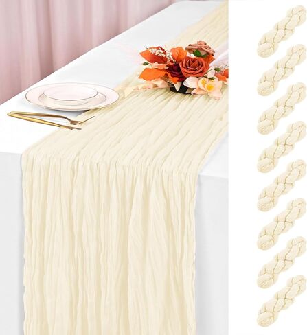 8 Pack Royal Blue Cheesecloth Table Runner 120 Inch 10FT Boho Rustic Sheer Gauze Cheese Cloth Table Runner for Wedding Baby Shower Birthday Party Table Decor in Kuwait