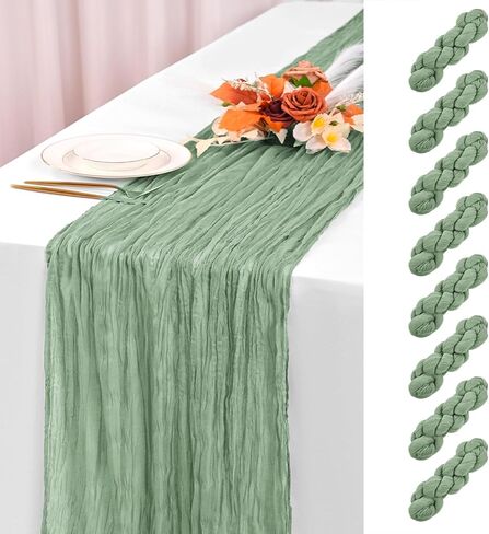 8 Pack Royal Blue Cheesecloth Table Runner 120 Inch 10FT Boho Rustic Sheer Gauze Cheese Cloth Table Runner for Wedding Baby Shower Birthday Party Table Decor in Kuwait