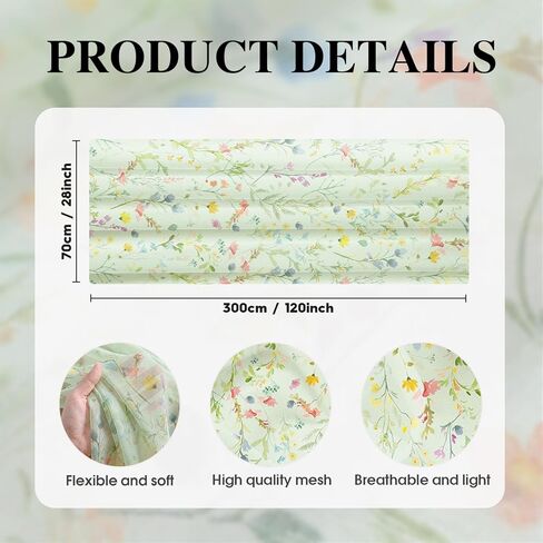 Artoid Mode Floral Spring Boho Green Chiffon Table Runner 120 Inches 10FT,Seasonal Fabric Kitchen Dining Holiday Table Decor for Home Party in Saudi Arabia