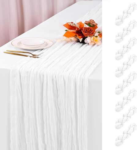 8 Pack Royal Blue Cheesecloth Table Runner 120 Inch 10FT Boho Rustic Sheer Gauze Cheese Cloth Table Runner for Wedding Baby Shower Birthday Party Table Decor in Kuwait
