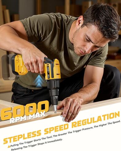 مسدس برغي الحوائط الجافة Ecarke متوافق مع بطارية DeWalt 20V، مفك براغي طاقة عالي السرعة 6000 دورة في الدقيقة، أداة مسدس براغي لاسلكية بدون فرش مع مشبك حزام، ضوء LED، قابل للتعديل للأمام والخلف، أداة فقط in Saudi Arabia