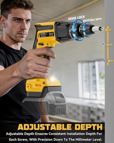 مسدس برغي الحوائط الجافة Ecarke متوافق مع بطارية DeWalt 20V، مفك براغي طاقة عالي السرعة 6000 دورة في الدقيقة، أداة مسدس براغي لاسلكية بدون فرش مع مشبك حزام، ضوء LED، قابل للتعديل للأمام والخلف، أداة فقط in Saudi Arabia