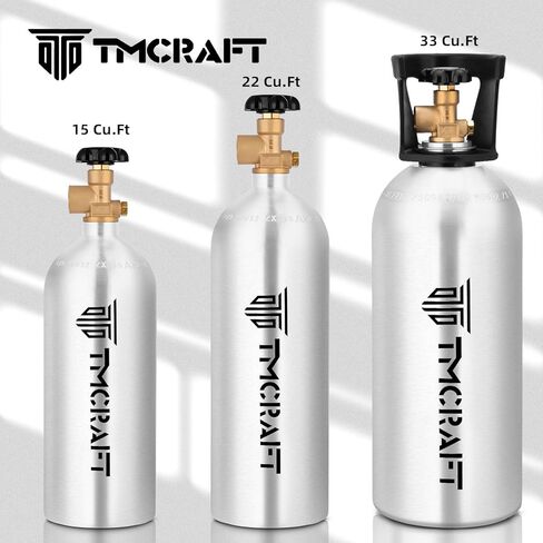 TMCRAFT 33 Cu.Ft أسطوانة نيتروجين، خزان غاز خامل من سبائك الألومنيوم عالي القوة، خزان غاز معتمد من وزارة النقل مع صمام CGA-580 (السفن فارغة) in Kuwait