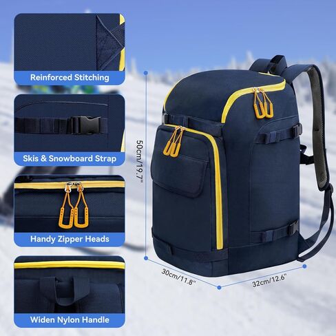 50L Ski Boot Bag, Snow Ski Boot Bag Backpack for Travel, Ski Bag for Ski Helmets, Goggles, Gloves, Skis, Snowboard & Accessories in Saudi Arabia