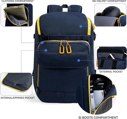 50L Ski Boot Bag, Snow Ski Boot Bag Backpack for Travel, Ski Bag for Ski Helmets, Goggles, Gloves, Skis, Snowboard & Accessories in Saudi Arabia