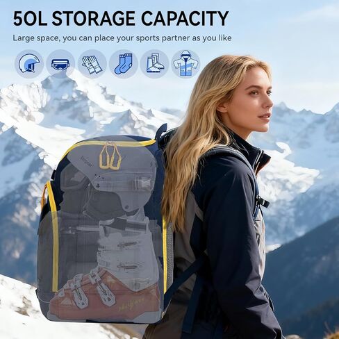 50L Ski Boot Bag, Snow Ski Boot Bag Backpack for Travel, Ski Bag for Ski Helmets, Goggles, Gloves, Skis, Snowboard & Accessories in Saudi Arabia