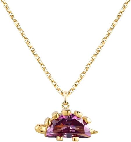 14K Gold Plated Cubic Zirconia Dinosaur Necklace for Women, Animal Gold Pendant Necklace Dainty Crystal Layered Necklace Chain Birthday Gift Jewelry in Saudi Arabia