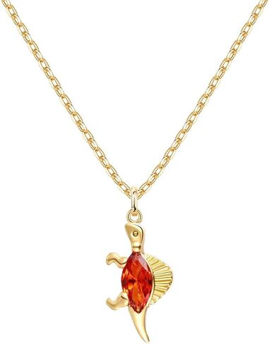 14K Gold Plated Cubic Zirconia Dinosaur Necklace for Women, Animal Gold Pendant Necklace Dainty Crystal Layered Necklace Chain Birthday Gift Jewelry in Saudi Arabia