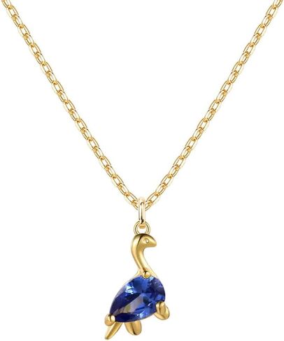 14K Gold Plated Cubic Zirconia Dinosaur Necklace for Women, Animal Gold Pendant Necklace Dainty Crystal Layered Necklace Chain Birthday Gift Jewelry in Saudi Arabia