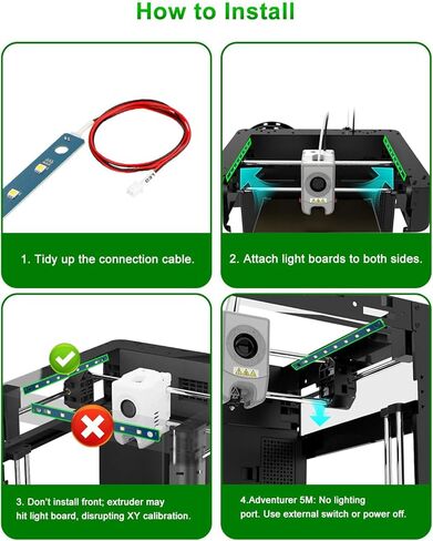 طقم إضاءة LED Mviioe AD5M بديل لطابعة Flashforge Adventurer 5M/5M Pro ثلاثية الأبعاد، 24 فولت 7 قطع خرز مصباح مع كابل مرن وشريط إضاءة ساطع ملحقات الطابعة ثلاثية الأبعاد in Saudi Arabia