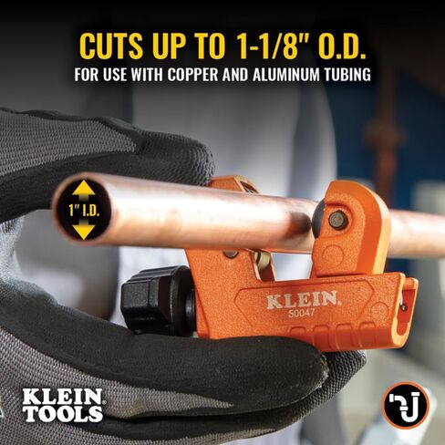Klein Tools 50047 Mini Tubing Cutter, 1-1/8 Inch O.D. Cutting Capacity for Aluminum and Copper Tubing, Spare Blade Included in Saudi Arabia
