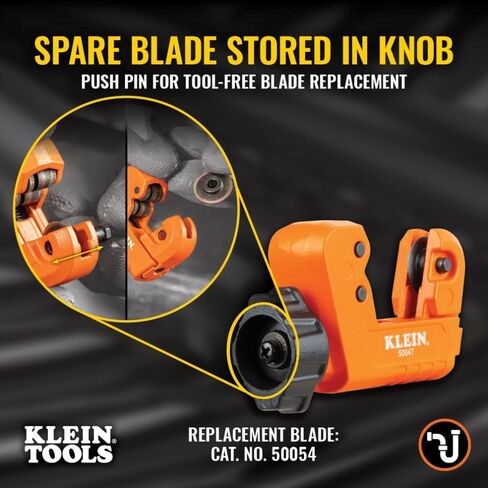 Klein Tools 50047 Mini Tubing Cutter, 1-1/8 Inch O.D. Cutting Capacity for Aluminum and Copper Tubing, Spare Blade Included in Saudi Arabia