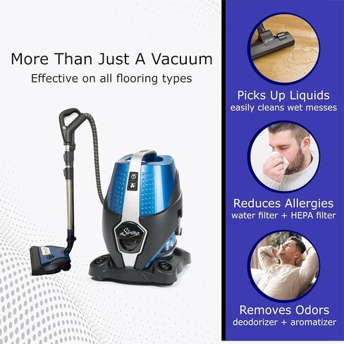 Sirena Bagless Vacuum Cleaner Premium Pack - Water Filtration Vacuum - Bonus 2 Twister Air Purifier, HEPA Filter and Turbo Brush - Wet Dry Vacuum - Hardwood Floor Sweeper and Pet Hair Cleaner in Saudi Arabia
