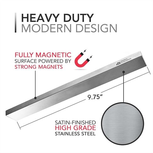 Modern Innovations 10 Inch Magnetic Knife Holder for Refrigerator, Magnetic Knife Holders for Fridge or Kitchen Wall No Drilling, Magnet Strips for Knives & Metal Utensils, Tool Rack, Stainless Steel in Saudi Arabia