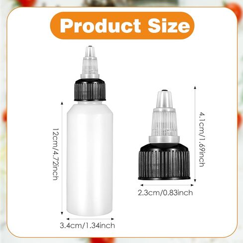 50 Pack 2 oz Plastic Squeeze Condiment Bottles with 2 Funnels, Sauce Squeeze Multipurpose Condiment Bottles with Lids for Barbecue Sauce Dressing Grilling Ketchup Crafts Syrup Oil, 59 ml in Saudi Arabia
