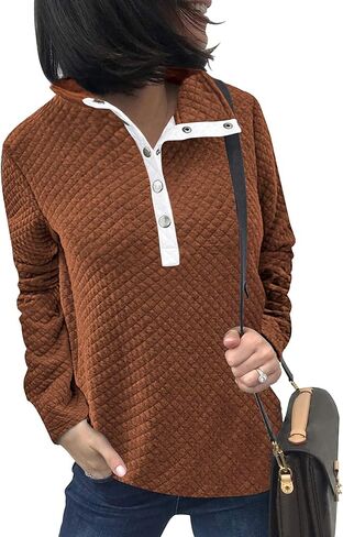 Women Fashion Quilted Pattern Lightweight Zipper Long Sleeve Plain Casual Sweatshirts Pullovers Shirts Tops Wear Fall Spring in Saudi Arabia