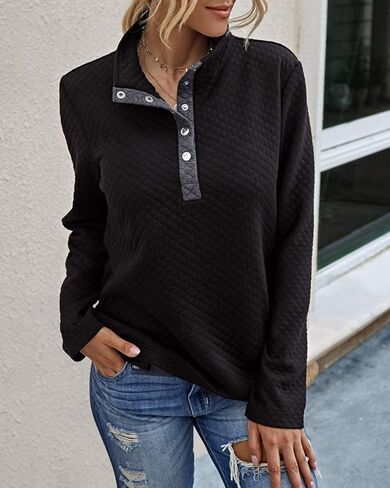 Women Fashion Quilted Pattern Lightweight Zipper Long Sleeve Plain Casual Sweatshirts Pullovers Shirts Tops Wear Fall Spring in Saudi Arabia