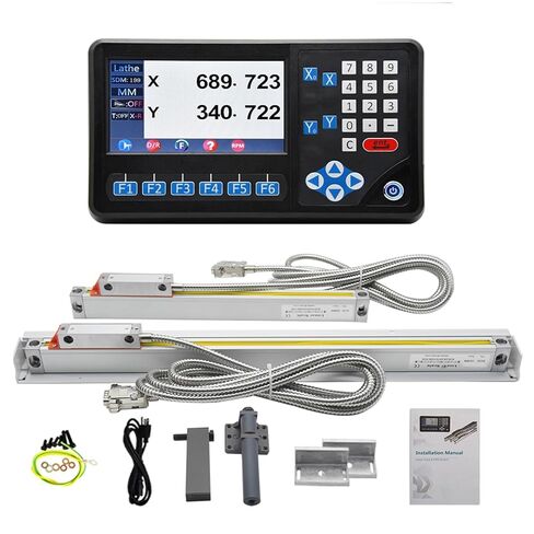 Ditron 2 محور LCD DRO شاشة عرض رقمية متعددة الوظائف قطعتان من المقاييس الخطية مقياس زجاجي بصري لطحن المخرطة آلة طحن الركبة Bridgeport (370 مم × 1020 مم / 14 بوصة × 40 بوصة) in Saudi Arabia
