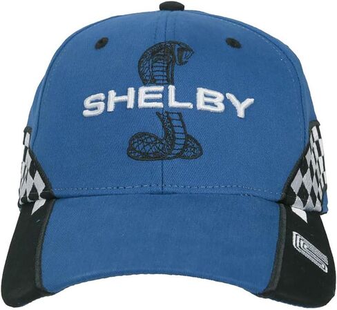 Team Shelby Checkered Royal Hat Baseball Cap | Officially Licensed Shelby® Product | Adjustable, One-Size Fits All | Fabric Strap Hook and Loop Closure | Cotton Twill | Structured and Pre-Curved in Saudi Arabia