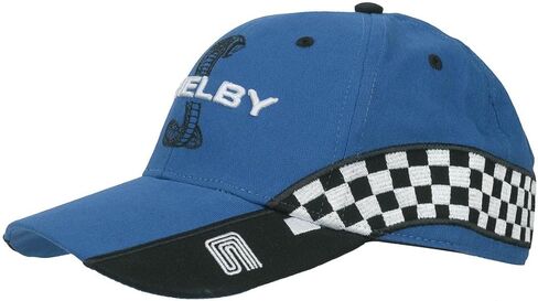Team Shelby Checkered Royal Hat Baseball Cap | Officially Licensed Shelby® Product | Adjustable, One-Size Fits All | Fabric Strap Hook and Loop Closure | Cotton Twill | Structured and Pre-Curved in Saudi Arabia
