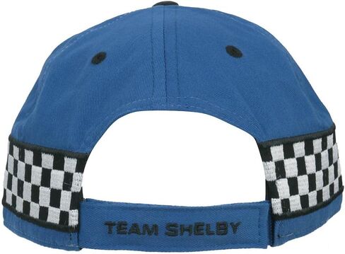 Team Shelby Checkered Royal Hat Baseball Cap | Officially Licensed Shelby® Product | Adjustable, One-Size Fits All | Fabric Strap Hook and Loop Closure | Cotton Twill | Structured and Pre-Curved in Saudi Arabia