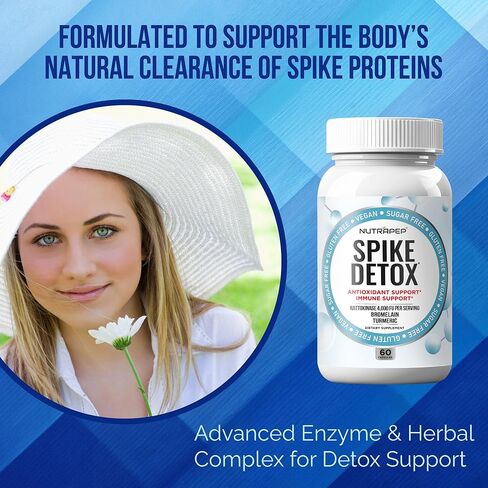 NutraPep Spike Protein Detox Supplement - 4000 FU Nattokinase with Bromelain Selenium Dandelion Root Turmeric Extract & Curcumin - Foreign Protein Cleanse and Immune Support - Vegan Gluten-Free in Saudi Arabia