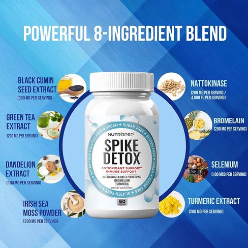 NutraPep Spike Protein Detox Supplement - 4000 FU Nattokinase with Bromelain Selenium Dandelion Root Turmeric Extract & Curcumin - Foreign Protein Cleanse and Immune Support - Vegan Gluten-Free in Saudi Arabia