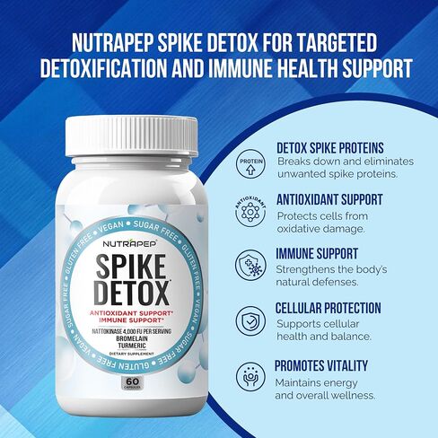 NutraPep Spike Protein Detox Supplement - 4000 FU Nattokinase with Bromelain Selenium Dandelion Root Turmeric Extract & Curcumin - Foreign Protein Cleanse and Immune Support - Vegan Gluten-Free in Saudi Arabia