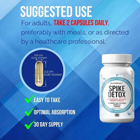 NutraPep Spike Protein Detox Supplement - 4000 FU Nattokinase with Bromelain Selenium Dandelion Root Turmeric Extract & Curcumin - Foreign Protein Cleanse and Immune Support - Vegan Gluten-Free in Saudi Arabia