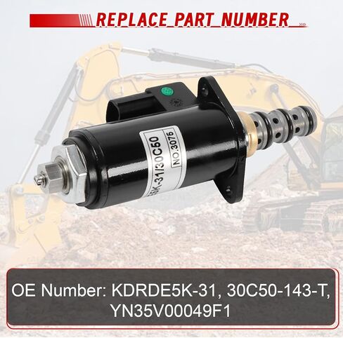 صمام الملف اللولبي، KDRDE5K-31 30C50-143-T 1 قطعة استبدال صمام الملف اللولبي للمضخة الهيدروليكية المتناسبة لحفارة كوبيلكو SK200-6 SK200-6E SK230-6E SK200-8 SK230-8 SK250-8 SK330-8 SK350-8 in Kuwait