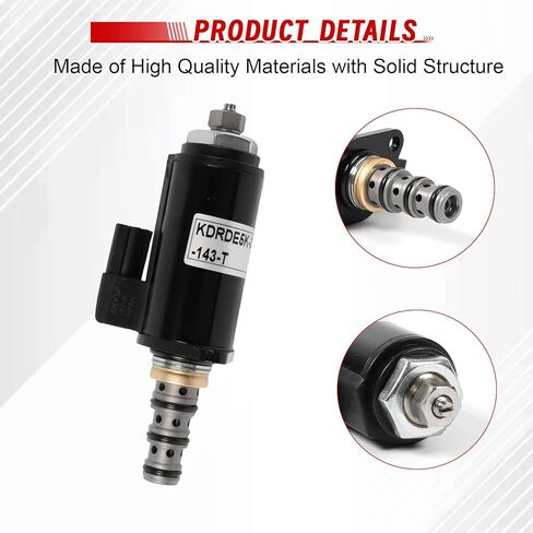صمام الملف اللولبي، KDRDE5K-31 30C50-143-T 1 قطعة استبدال صمام الملف اللولبي للمضخة الهيدروليكية المتناسبة لحفارة كوبيلكو SK200-6 SK200-6E SK230-6E SK200-8 SK230-8 SK250-8 SK330-8 SK350-8 in Kuwait