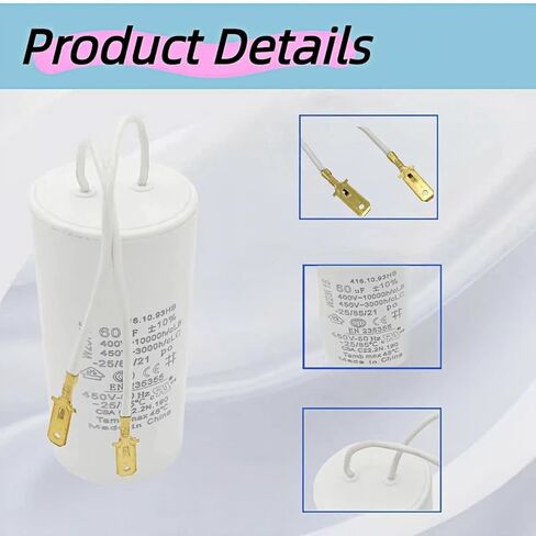 مكثف محرك 60μF 450VAC - FA7147-5 FA7175 بديل مناسب مباشرة لوحدات طاقة الرفع الأوتوماتيكية الدوارة والأمامية، حامل إضافي in Kuwait