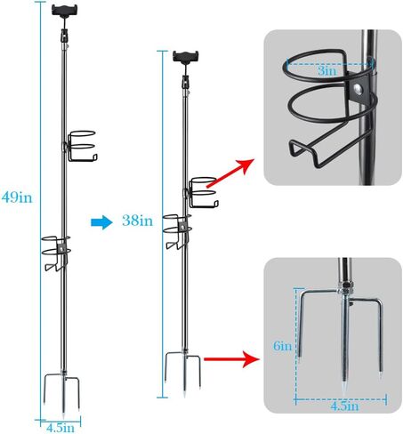 Heavy Duty Beach Outdoor Cup Holder, Metal Stainless Steel Cups Drink Holder with Phone Holders for Sand/Ground Yard, Firepit, Camping Party in Saudi Arabia