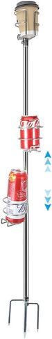 Heavy Duty Beach Outdoor Cup Holder, Metal Stainless Steel Cups Drink Holder with Phone Holders for Sand/Ground Yard, Firepit, Camping Party in Saudi Arabia