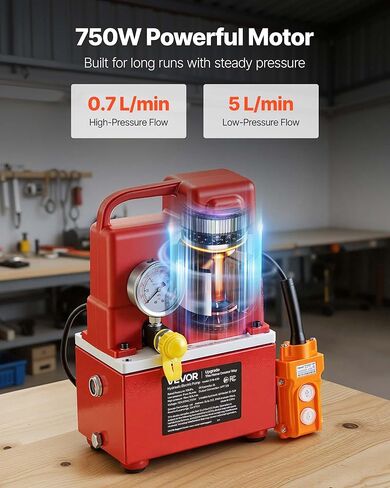 VEVOR Electric Hydraulic Pump, 750W 10,000 PSI, 120V Single Acting Electric Driven Hydraulic Pump Power Pack Unit, with Solenoid Valve, 0.53 Gallon / 2L, for Punching, Bending, Single Acting Cylinders in Saudi Arabia