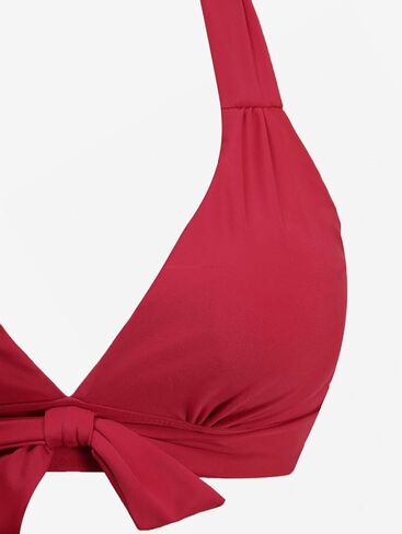 DRESSFO Womens Retro Bikini Set 2 Piece Halter Cherry Printed High Waist Tummy Control Vintage Tankini Bathing Suit in Saudi Arabia