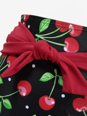 DRESSFO Womens Retro Bikini Set 2 Piece Halter Cherry Printed High Waist Tummy Control Vintage Tankini Bathing Suit in Saudi Arabia