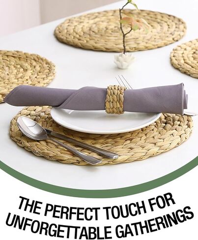 56 Pcs Rattan Napkin Rings Set, Woven Wicker Napkin Holders Bulk, Natural Water Hyacinth Handmade Boho Table Decor for Thanksgiving, Christmas, Wedding Table Dinnerware Decoration Set in Saudi Arabia