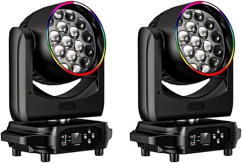 Led 19x15W Zoom Wash Beam Dmx512 Moving Head Stage Lighting Dj Club Wedding Party Christmas Colors Gobos Light Show (1 Light) in Saudi Arabia