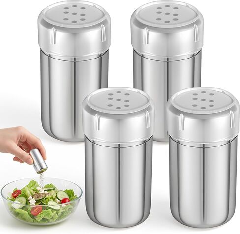 4 Pcs Mini Salt and Pepper Shakers Portable Leak-Proof Spice Containers Travel Mini Salt Shakers Stainless Steel Salt Pepper Jars for Camping Outdoor BBQ Picnic Kitchen Gadgets Lunch Boxes Essentials in Saudi Arabia