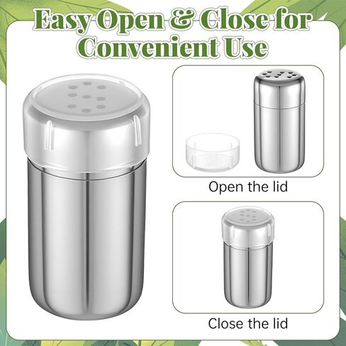 4 Pcs Mini Salt and Pepper Shakers Portable Leak-Proof Spice Containers Travel Mini Salt Shakers Stainless Steel Salt Pepper Jars for Camping Outdoor BBQ Picnic Kitchen Gadgets Lunch Boxes Essentials in Saudi Arabia