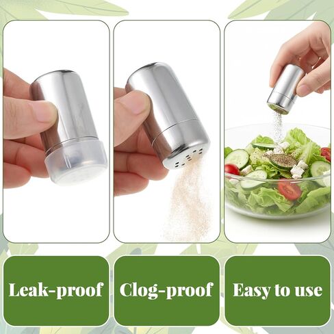 4 Pcs Mini Salt and Pepper Shakers Portable Leak-Proof Spice Containers Travel Mini Salt Shakers Stainless Steel Salt Pepper Jars for Camping Outdoor BBQ Picnic Kitchen Gadgets Lunch Boxes Essentials in Saudi Arabia