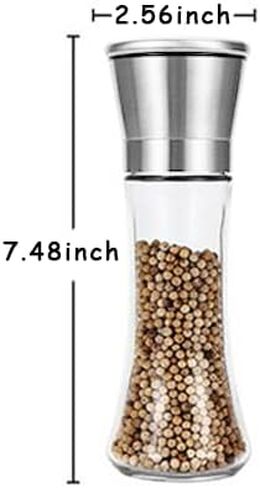 Stainless Steel Salt and Pepper Grinder-Adjustable Coarseness of Pepper Salt Spice Stainless Steel Mills Glass 6.76oz in Saudi Arabia