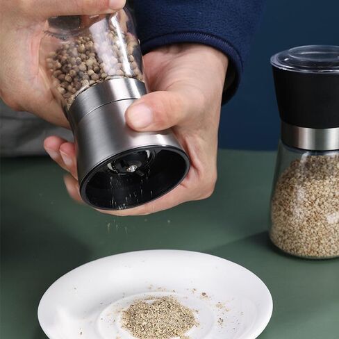 Stainless Steel Salt and Pepper Grinder-Adjustable Coarseness of Pepper Salt Spice Stainless Steel Mills Glass 6.76oz in Saudi Arabia