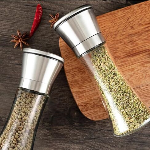 Stainless Steel Salt and Pepper Grinder-Adjustable Coarseness of Pepper Salt Spice Stainless Steel Mills Glass 6.76oz in Saudi Arabia