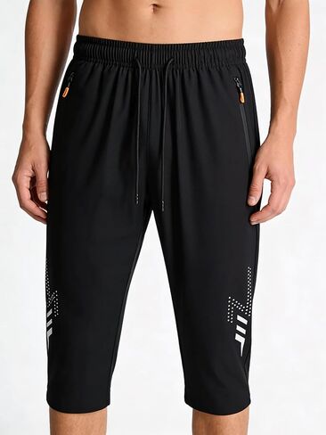 Men’s 3/4 Athletic Pants Quick Dry Workout Joggers with Zipper Pockets Lightweight Training Running Pants in Saudi Arabia