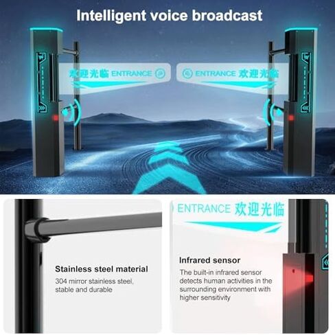 Stainless Steel 1-Way Door Alarm System for Supermarkets | Automatic Closure & Sound/Light Alert for Factory Aisles & Store Entrances in Saudi Arabia