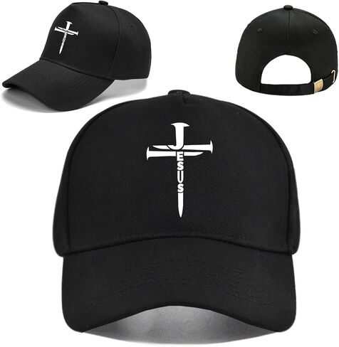 كريستيان يسوع الصليب القبعات للرجال النساء قبعة بيسبول snapback القبعات للرجال يسوع الصلبان 3 مسمار أسود القطن قبعة بيسبول المجهزة ضبط المفاجئة العودة سائق شاحنة قبعة النساء الرجال جولف الملحقات هدايا المسيح in Kuwait